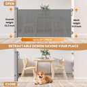 Spaceany Reinforced Retractable Baby Gate or Mesh Dog Gate,Easy to Use for Stairs, Doorways, Hallways, Indoor, Outdoor, Wide Pet Gate 33.5" Tall, Extends to 45" Wide, Gray