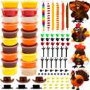 20 Pack Thanksgiving Air Dry Clay Kit for DIY Turkey Crafts - Non-Toxic Modeling Clay with Tools, Autumn & Fall Holiday Craft for Home Party Activities