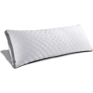 Oubonun Premium Adjustable Loft Quilted Body Pillows - Firm and Fluffy - Quality Plush - Down Alternative - Head Support Pillow - 21"x54" (White-gray Side)