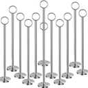 Urban Deco 12PK Table Number Holders Place Card Holders 12 Inch Table Card Holders Steel Card Holders for Photos, Food Signs, Memo Notes, Weddings, Restaurants, Birthdays (Silver)