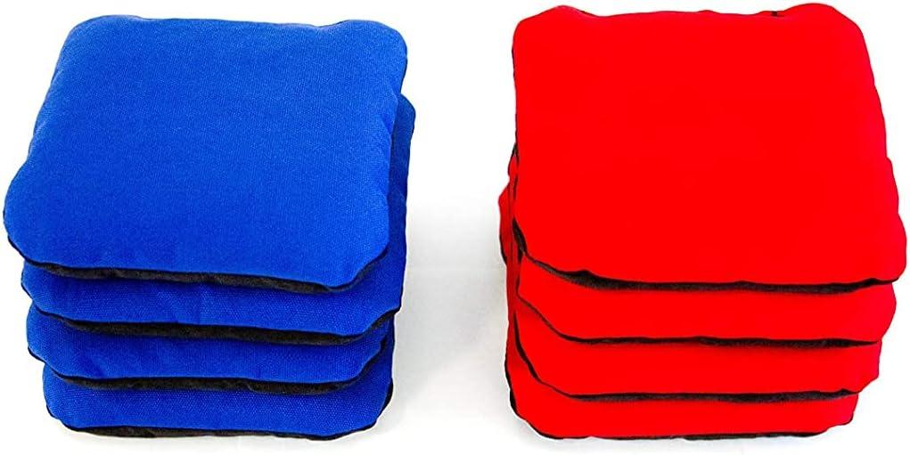 Professional Dual Sided Cornhole Bags- 16 oz 6x6 w/Premium Resin Fill - Official Tournament Slide/Stick Pro Bean Bags - Regulation/Approved (Red/Royal)