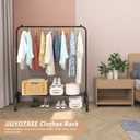 JIUYOTREE Metal Clothing Rack, 43.3 Inches Garment Rack with Bottom Shelf for Hanging Clothes, Coats, Skirts, Shirts, Sweaters, Black