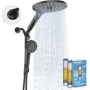 MakeFit Dual Filtered Rain Shower Head Combo, High Pressure Handheld Shower Head with Adjustable Bar - Rainfall Shower Head And Showerhead with Filter for Hard Water - Removes Chlorine