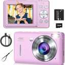 Digital Camera, 44MP Compact Camera, FHD 1080P Point and Shoot Digital Cameras with 16X Zoom, Face Detect, Smile Capture, Anti Shake, for Boys Girls Teens Gifts (Purple)