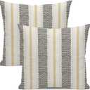 Black Pillow Covers 18x18 Inch 2 Pcs Boho Mustard Yellow Polka Dots Striped Decor Throw Pillows Modern Geometric Outdoor Farmhouse Decoration Pillowcase Linen Cushion Cover for Couch Sofa