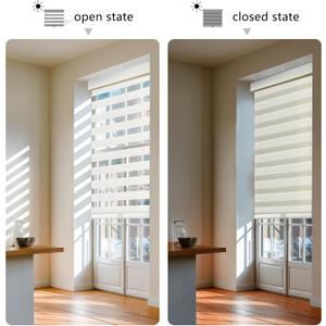 AOSKY Cordless Zebra Blinds for Windows Pull Down Roller Window Shades Dual Layer Light Filtering Privacy for Day and Night, Free-Stop Door Shades for Home Easy to Install (34" W X 72" H, Beige)
