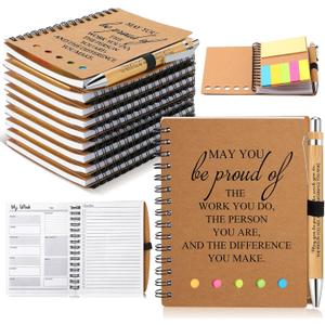 10 Sets Teacher Appreciation Gifts Thank You Gifts Inspirational Spiral Notebooks with Sticky Notepad and Bamboo Pen Nurse Week Gift for Team Nurse Coworker Graduation (May You Be Proud)