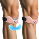 JHVW Patellar Tendon Support Strap 2-Pack, Knee Brace for Women Men, Adjustable Knee Patella Band Strap for Tendonitis, Running, Squats (Pink)