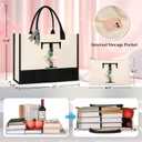 AYGE Personalized Initial Canvas Beach Bag Cosmetic Bags, Tote Bag, Makeup Bag, Gifts for Sister Mom Teacher Bridesmaid