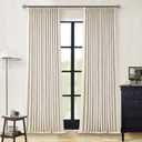Cream Beige Linen Blackout Curtains Pinch Pleated 102 Inches Long for Bedroom Memory Shape Back Tab Flax Linen Curtains Blackout Farmhouse Full Light Blocking Thermal Insulated Drapes 2 Panels Set