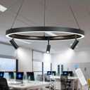 Modern Track Light Kit with 23.6" LED Ring Chandeliers Remote Control Track Lighting Spotlights with Adjustable Light Heads