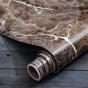 Dark Brown Marble Wallpaper Peel and Stick Countertops Granite Paper for Old Furniture Self Adhesive Counter Contact Paper Decorative for Desk Cabinets Kitchen Countertop Peel and Stick 15.7"x196"