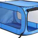 Beatrice Home Fashions Portable, Collapsible, Pop Up Kennel Travel Cat and Dog Crate, 32.5" L x 19.5" W x 19.5" H, Blue