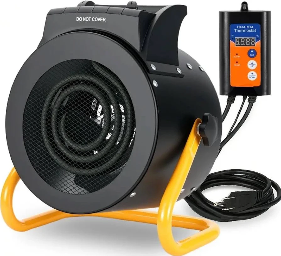 Noarixa Greenhouse Heater with Digital Thermostat, 1500W/750W Electric Grow Tent Heater, IPX4 Waterproof, Overheat Protection, Fast Heating for Patio, Flower Room, Green House, Ourdoor, Black