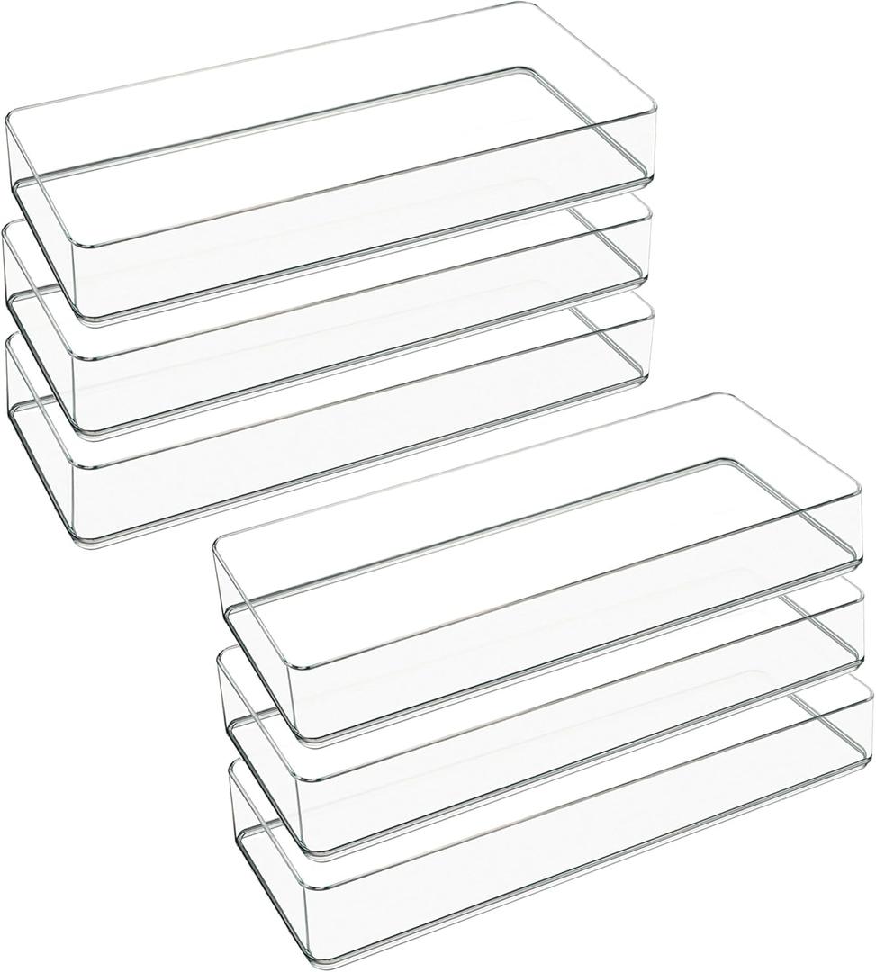STORi Remix 6 Piece Drawer Organizer Set, Clear, Makeup & Vanity Storage Bins & Office Desk Drawer Dividers