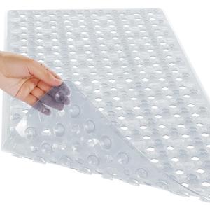 Yimobra Bathtub Mat 34.5 x 15.5 Inch, Non Slip and Safety Bath Mat for Tub, Long Shower Mats for Inside Shower, Drain Hole and Suction Cups, Machine Washable, Easy Dry, Clear