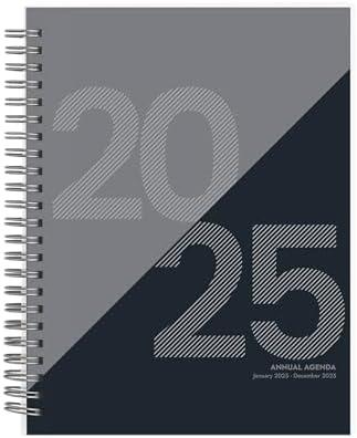 Rileys 2025 Planner - Day Planner 2025 Daily Weekly & Monthly, Flexible Cover, Notes Pages, Twin-Wire Spiral Binding, Agenda Planner, Geographic (8 x 6 inches, Black) 4 PCS