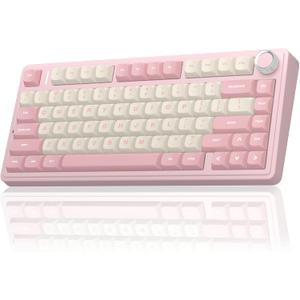 AULA F75 Wireless Keyboard, 75% Gaming Keyboard Hot Swappable with Creamy Sound, Bluetooth/2.4GHz/USB-C, Custom RGB Mechanical Keyboard for PC Gamer - Pink