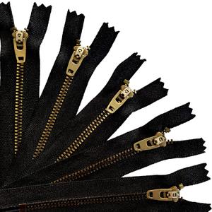 KGS Metal Zippers | #5 Metal Teeth | 5 Pieces/Pack | Size: 4 Inch | Color: Antique | Style: Spring Pull Design | Zippers for Replacement in Jeans, Bags and Sewing Craft Projects