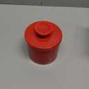 Butter Crock with Water Line for Countertop, French Butter Dish with Lid, Ceramic Butter Keeper for Fresh Spreadable Butter, Butter Container Holder for Kitchen and Home Decor, Red
