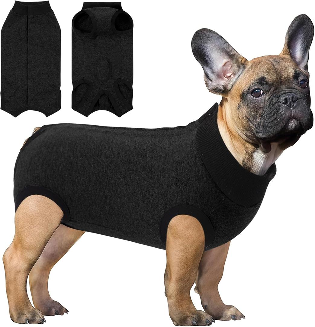 SAWMONG Recovery Suit for Dogs Female Male, Breathable Dog Onesie After Surgery Spay Neuter, Professional Dog Surgical Suit, Substitute Pet E-Collar Cone, Black, Small