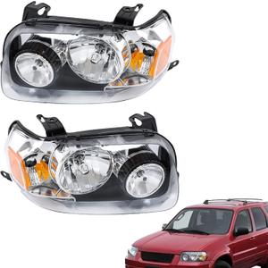 1 Pair Headlight Assembly Left Right Side Replacement for Escape 2005 2006 2007