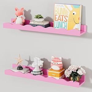 Floating Shelves for Wall Dcor 24 Inch Long Set of 2 Nursery Book Shelves Bathroom Shelves Over Toilet Shelf for Books, Plants, Toys, Photo Frames, Picture Ledge