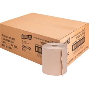 Genuine Joe Hardwound Roll Towels, Kraft, 7.9" x 800', 6 Count