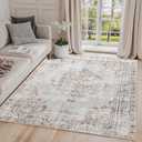 Easy-Going Large Area Rug 8x10 Washable Boho Rugs for Living Room Non-Slip Bedroom Rug Low Pile Lightweight Vintage Distressed Throw Rug for Dining Room Kitchen Home Office Carpet, Grey Brick