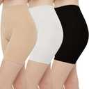 INNERSY Women's Slip Shorts for Under Dresses High Waisted Summer Shorts 3-Pack (X-Large, Black Nude White)