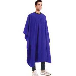 Barber Cape for Men-Waterproof Large Hair Cutting Cape-Professional Styling Adults Self Haircut Apron,Hair Salon Nylon Blue Capes, with Adjustable Snap Closure,Barber & Home Use & Gift Giving L 64xW54 inch