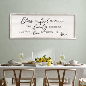 Surfapans Bless the Food Before Us Wall Decor, 32"X12", White