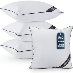 Utopia Bedding Throw Pillow Inserts (Pack of 4, White), 12 x 12 Inches Decorative Indoor Pillows for Sofa, Bed, Couch, Cushion Sham Stuffer