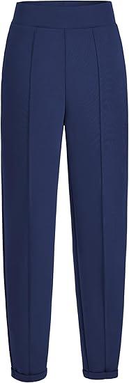 AFITNE Women’s High Waisted Dress Casual Pants Stretchy Pull On Work Business Slacks Comfy Office Trousers with Pockets, Size L