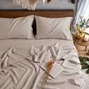 100% France Linen Sheet Queen Sheet Set Luxury 4 pcs Deep Pocket Sheets Up to 16" Bedding Sheet All Season (Linen, Queen)