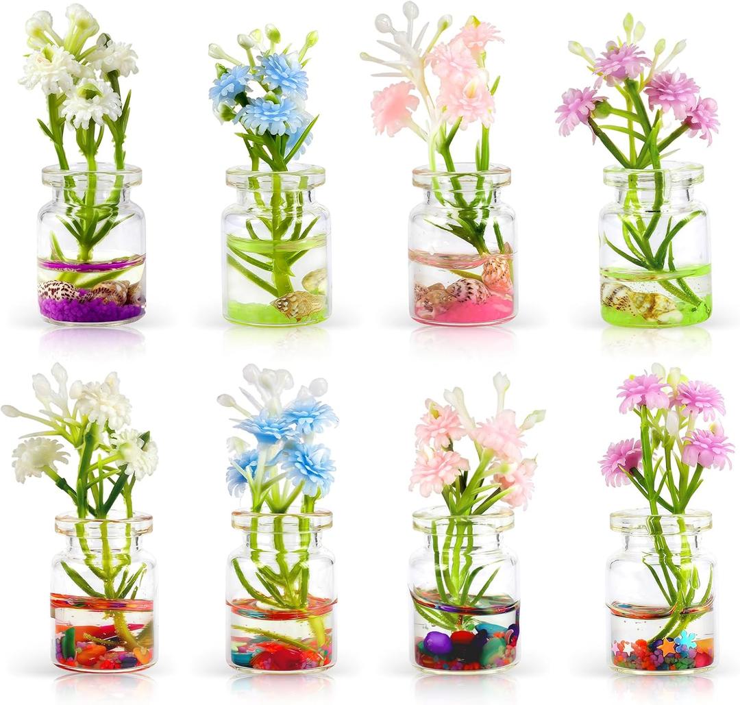 Zkptops 8Pcs Car Dashboard Decorations for Women Girls Cute Interior Car Accessories with Mini Flowers Vase Shells Conch Aesthetic Kawaii Rearview Mirror Ornament Funny Interior Decor for Gifts