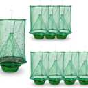 8 Pack Fly Traps Outdoor Hanging, Ranch Fly Traps with Food Bait Tray, Fly Catcher Cage for Indoor or Outdoor Family Farms, Park