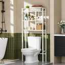 Over The Toilet Storage Rack, 3-Tier Bathroom Organizer Over Toilet, Wooden Above Toilet Storage Shelf, Space Saver, Freestanding Bathroom Storage Metal Shelf, Easy to Assemble, White