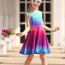 Funnycokid Girls Dress Summer Sleeveless Sundress Birthday Outfit Twirly Mermaid Party Kids 4-15 Years (7-8 Years)