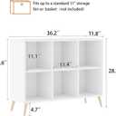 6 Cube Storage Organizer, Wood Bookcase with Legs, Modern Freestanding Cubby Shelving Unit, White Book Shelf Toy Storage Cabinet for Bedroom, Living Room, Kids Room, Fits 11 Inch Bins