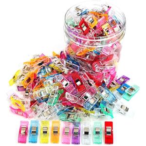 Premium Plastic Clips, 100 Pcs with Box, Sewing Notions for Sewing Quilting Supplies Crafting Tools, Assorted Colors for Craft