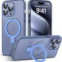 SureArmor Designed for iPhone 14 Pro Case with Magnetic Invisible Ring Stand[Military Drop&Full Camera Lens Protection][Compatible with Mag-Safe]Shockproof Matte Translucent Slim Phone Cases 6.1", Blue