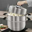 MANO Steamer Pot for Cooking 11 inch Steam Pots with Lid 2-tier Multipurpose Stainless Steel Steaming Pot Cookware with Handle for Vegetable, Dumpling, Stock, Sauce, Food
