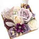 Ling's moment Artificial Flowers and Greenery Combo Box for DIY Lilac & Cream Wedding Bouquet Centerpieces Floral Arrangement Decor (Mini)