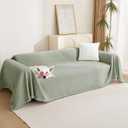 MYSKY HOME Couch Cover L Shape, Sectional Couch Covers, Couch Cover Blanket Furniture Protector for Pets, Sofa Covers Tassel Chenielle Sofa Slipcover Soft Throw Couch for Dogs,91"X150", Sage Green