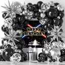 Galaxy Party Decorations Themed Backdrop with Balloons Arch Kit for Boys Kids Birthday Party Universe Wars Background Galaxy Themed Cake Table Decorations
