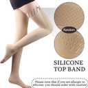 Lin Performance 20-30 mmHg Medical Compression Stockings for Women and Men Thigh High, Dot-Top, Open Toe Socks for Travel Comfort (Beige,L)
