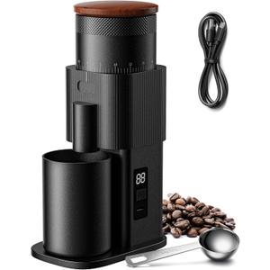 SHARDOR All-Metal Single-Dose Coffee Grinder Quiet DC Motor, Home-use Espresso Grinder, Burr Coffee Grinder, with 80 Settings and an LED Power Display Black