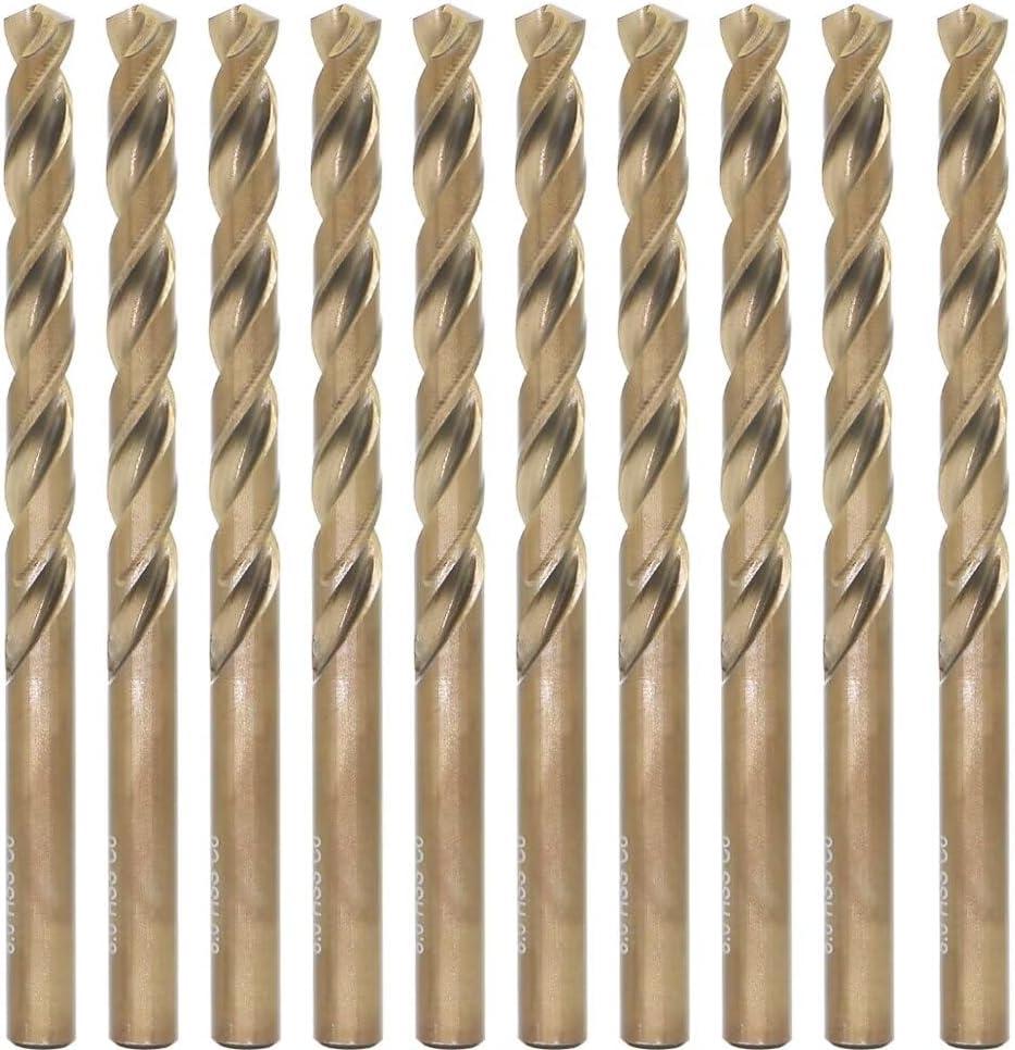 Metric Cobalt Drill Bits 8mm 10PCS, M35 high Speed Steel, high Hardness Straight Shank Drill, Mechanical or Hand Drill for Drilling, Suitable for Stainless Steel, Iron, Copper and Aluminum