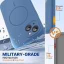Miracase Compatible with iPhone 15 Case, [Soft Anti-Scratch Microfiber Lining], Liquid Silicone Case Gel Rubber Shockproof Drop Protection Phone Case for iPhone 15, Glass Blue